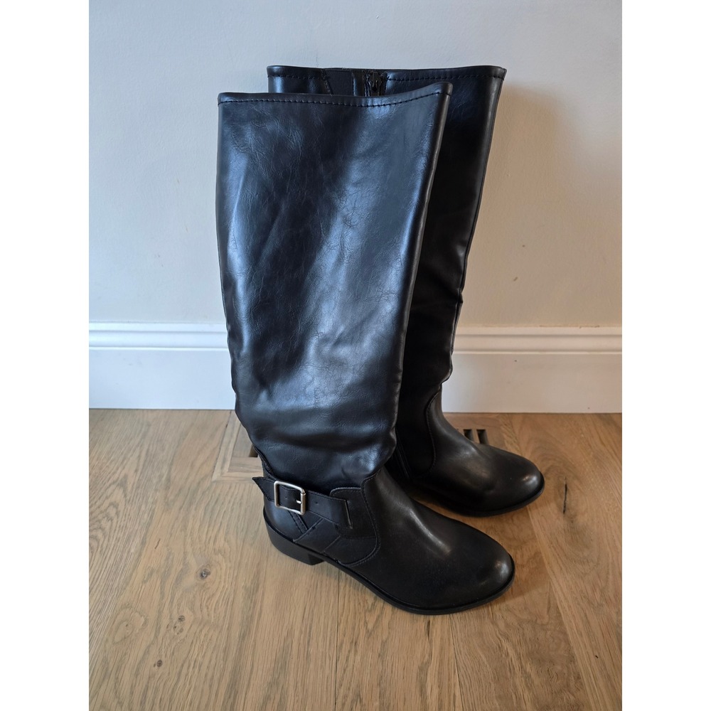 Arizona Jean Co Womens Black Tall Riding Boots Buckle Detail Size 6.5M 758177
